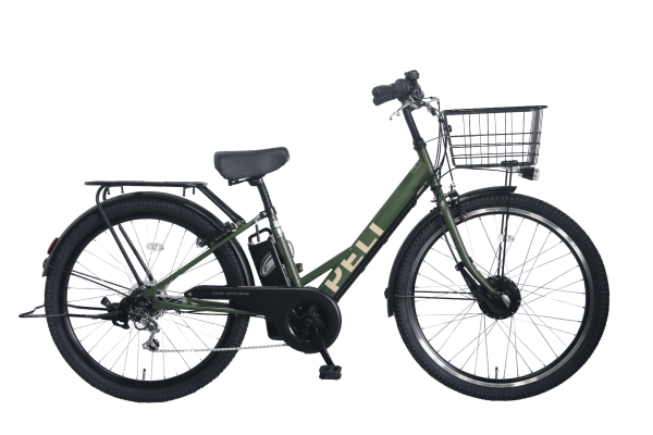 電動アシスト付き自転車 ブラウン 電動アシスト自転車 ブラウン 前後バスケット付き