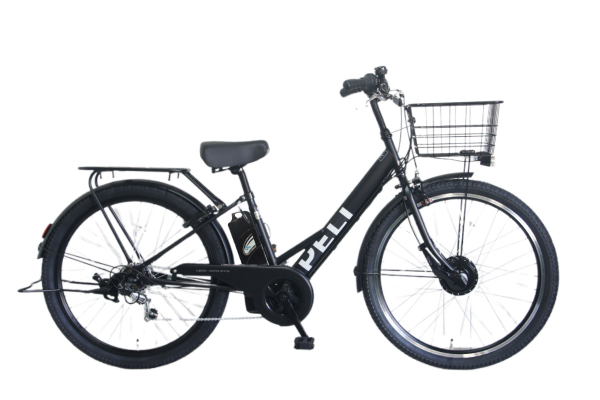 電動アシスト付き自転車 ブラウン 電動アシスト自転車 ブラウン 前後バスケット付き