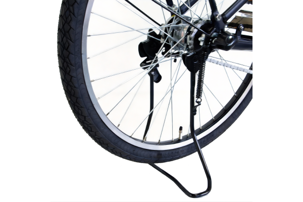 駐輪時にしっかり止まる両立スタンド。