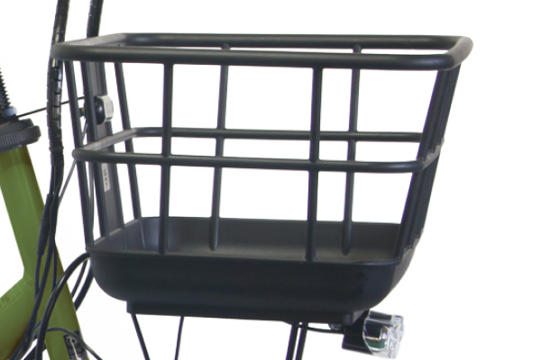 錆びに強く、中に入れた荷物が傷つきにくい樹脂製バスケット。