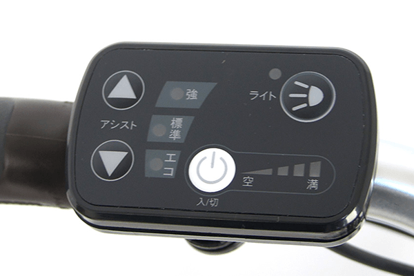 アシストの切り替え、ライトのON,OFF、バッテリー残量の確認などすべてこれ１つで操作可能！