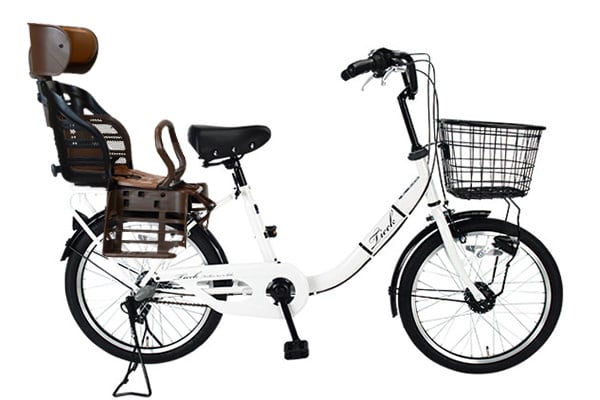 SHIKISHIMA ヘッドレスト付きチャイルドシート搭載ティーク 子供乗せ自転車 20インチ