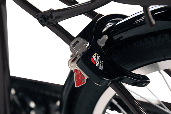 大切な自転車を守る為に、簡単ロック・解除が可能なカギ（リング錠）を装着。