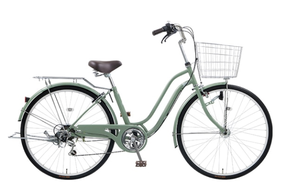 美品】自転車 クシュクシュタウン ブラウン シティサイクル