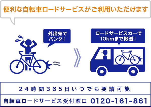 便利な自転車ロードサービスがご利用いただけます。