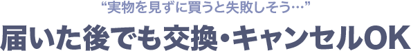 実物を見ずに買うと失敗しそう届いた後でも交換・キャンセルOK