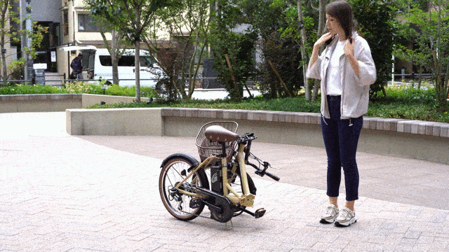 フレーム、ハンドルの2か所を固定して展開します。