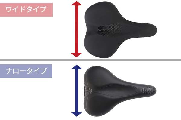 上から見たときに【座面の幅が広いか狭いか】