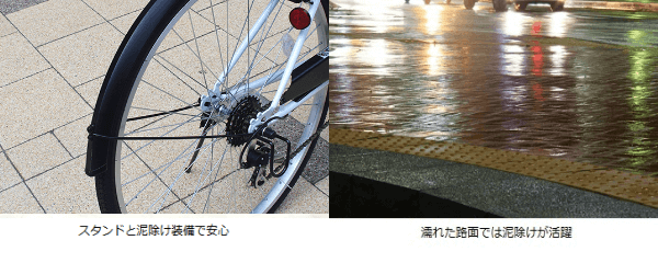 クロスバイクならカゴや泥除けの装備も充実