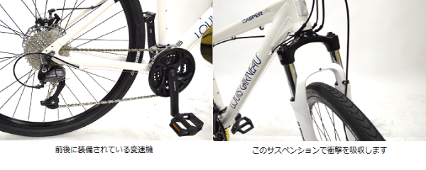 変化幅の大きい前後の変速機とサスペンション